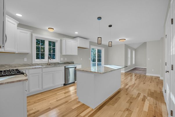Interior, Kitchen, Pendant Lights, Recessed Lighting, Wood Texture Flooring