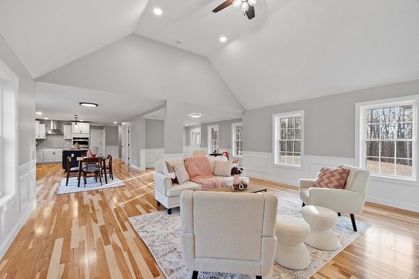 Dining room, Interior, Kitchen, Living room, Pendant Lights, Recessed Lighting, Wood Texture Flooring