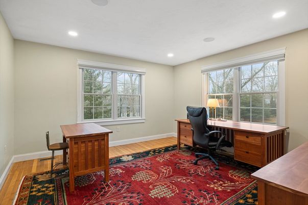 Home Office, Interior, Recessed Lighting, Wood Texture Flooring