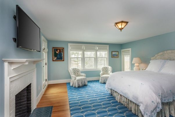 Bedroom, Fireplace, Interior, Wood Texture Flooring