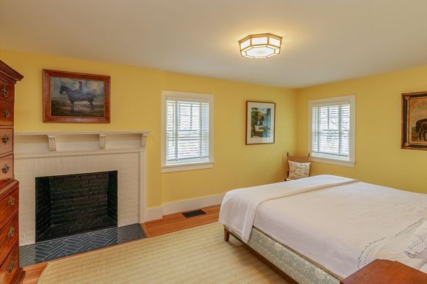 Bedroom, Fireplace, Interior, Wood Texture Flooring