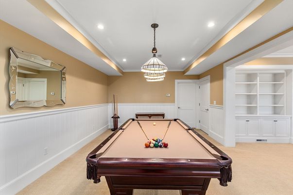 Billiard Table, Game Room, Interior, Pendant Lights, Recessed Lighting