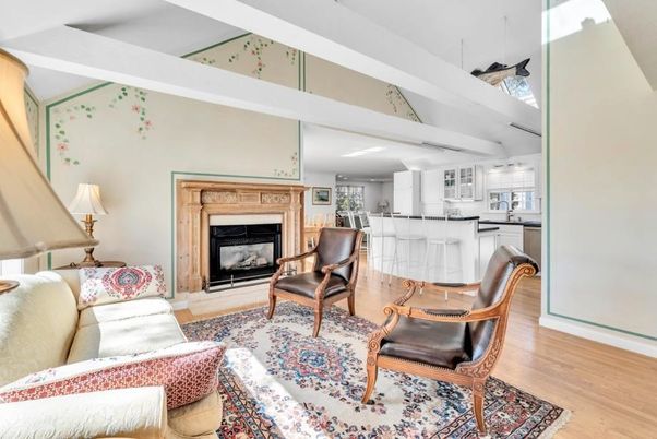 Fireplace, Interior, Kitchen, Living room, Wood Texture Flooring