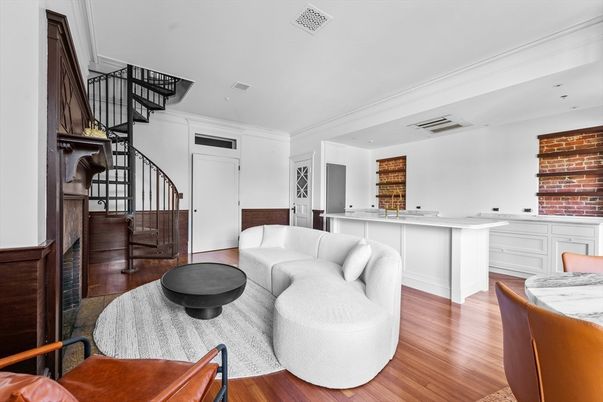 Interior, Living room, Recessed Lighting, Wood Texture Flooring