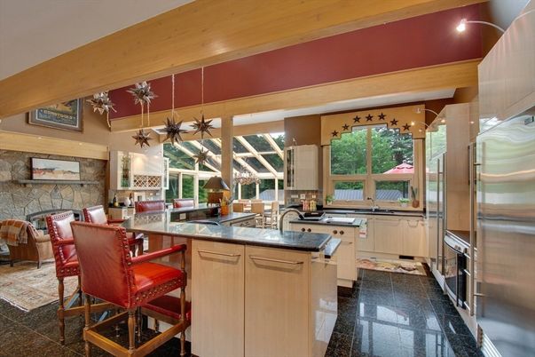 Interior, Kitchen, Stainless Steel Appliances, Stone Walls