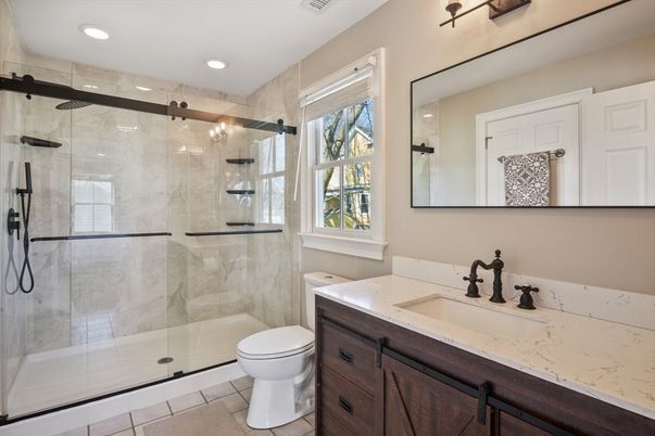 Bathroom, Glass Shower, Interior, Recessed Lighting