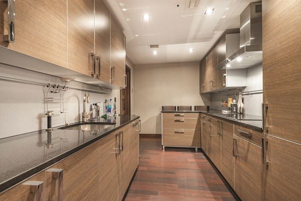 Interior, Kitchen, Recessed Lighting, Wood Texture Flooring