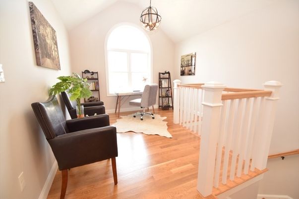 Chandelier, Home Office, Interior, Wood Texture Flooring