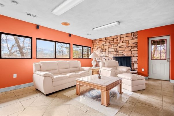 Fireplace, Interior, Living room, Stone Walls