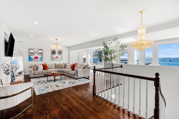 Chandelier, Interior, Living room, Recessed Lighting, Water, Wood Texture Flooring