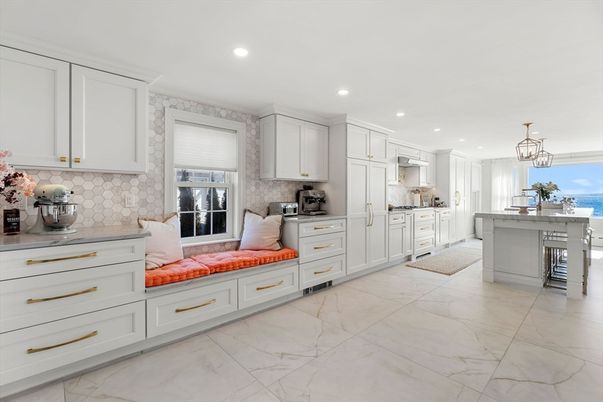 Interior, Kitchen, Marble, Pendant Lights, Recessed Lighting, Stainless Steel Appliances