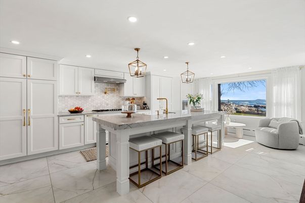 Interior, Kitchen, Marble, Pendant Lights, Recessed Lighting