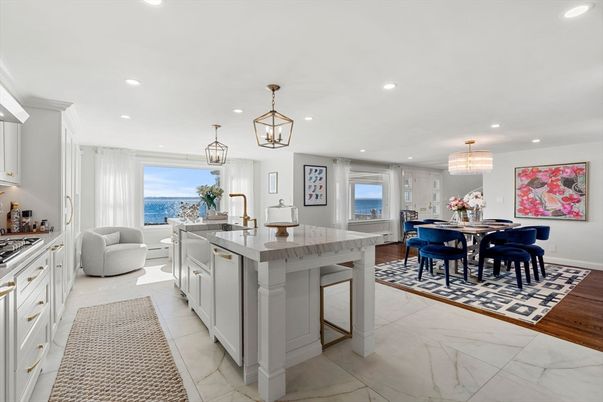 Chandelier, Dining room, Interior, Kitchen, Living room, Marble, Pendant Lights, Recessed Lighting, Water
