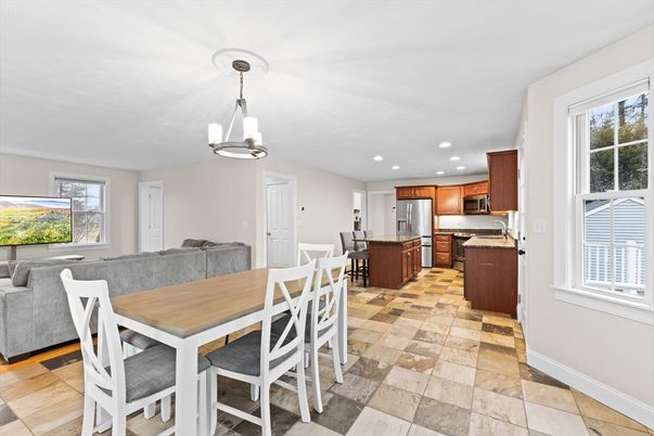 Dining room, Interior, Kitchen, Living room, Pendant Lights, Recessed Lighting, Stainless Steel Appliances