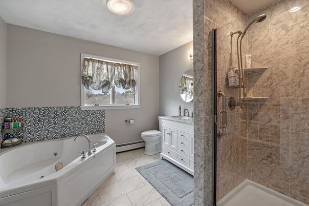 Bathroom, Glass Shower, Interior, Marble, Recessed Lighting