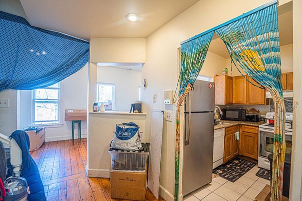 Interior, Kitchen, Recessed Lighting, Wood Texture Flooring