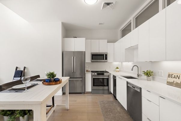 Interior, Kitchen, Stainless Steel Appliances, Wood Texture Flooring