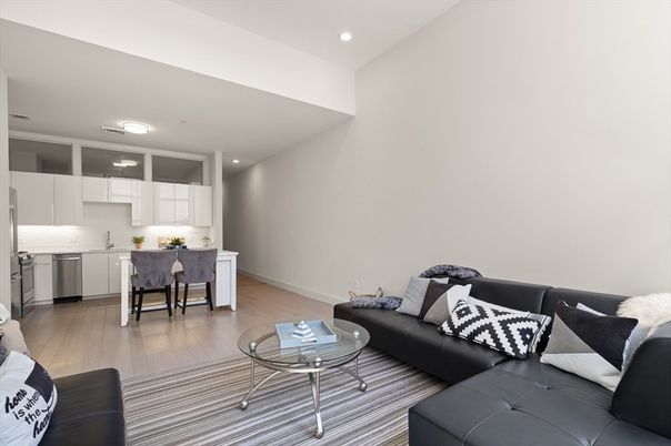 Dining room, Interior, Kitchen, Living room, Recessed Lighting, Wood Texture Flooring