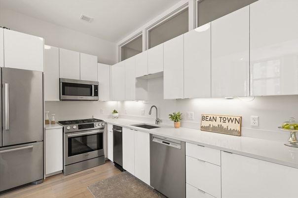Interior, Kitchen, Stainless Steel Appliances, Wood Texture Flooring