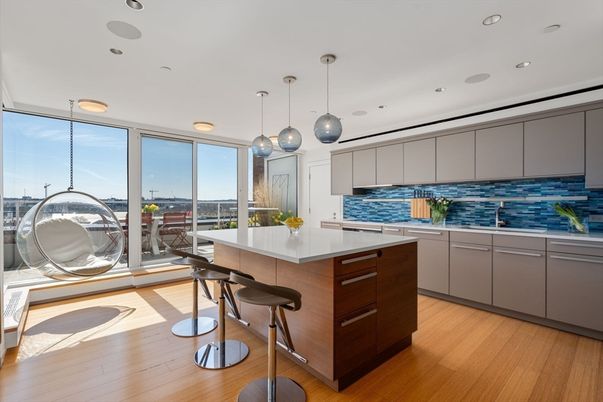 Interior, Kitchen, Pendant Lights, Recessed Lighting, Wood Texture Flooring