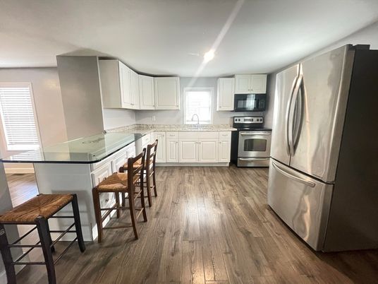Interior, Kitchen, Stainless Steel Appliances, Wood Texture Flooring