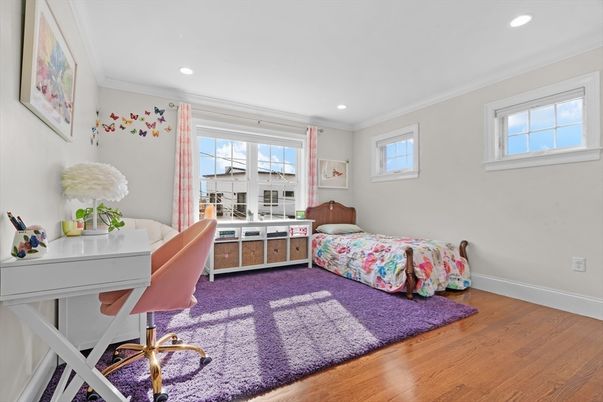 Bedroom, Home Office, Interior, Recessed Lighting, Wood Texture Flooring