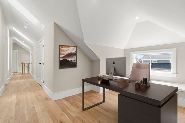 Home Office, Interior, Recessed Lighting, Wood Texture Flooring