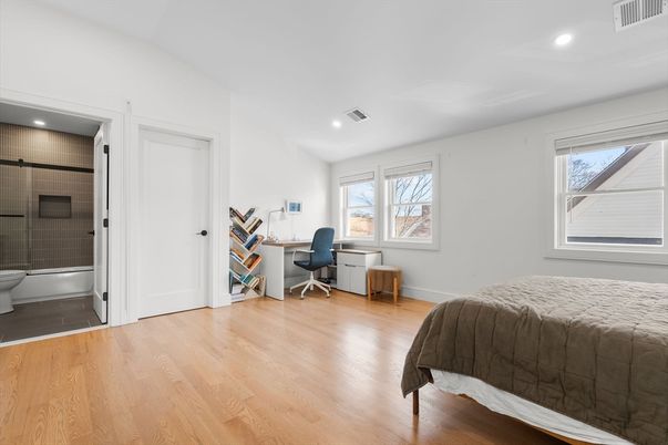 Bathroom, Bedroom, Home Office, Interior, Recessed Lighting, Wood Texture Flooring