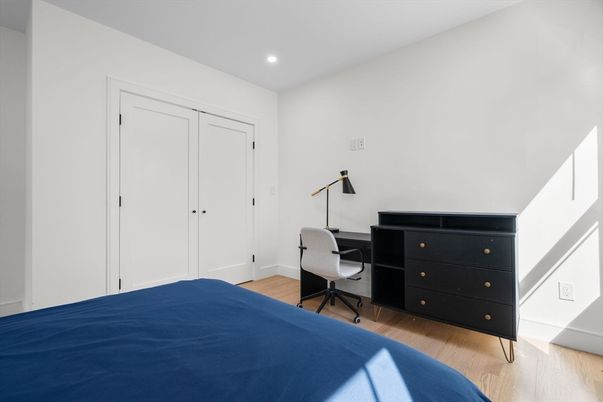 Bedroom, Home Office, Interior, Recessed Lighting, Wood Texture Flooring