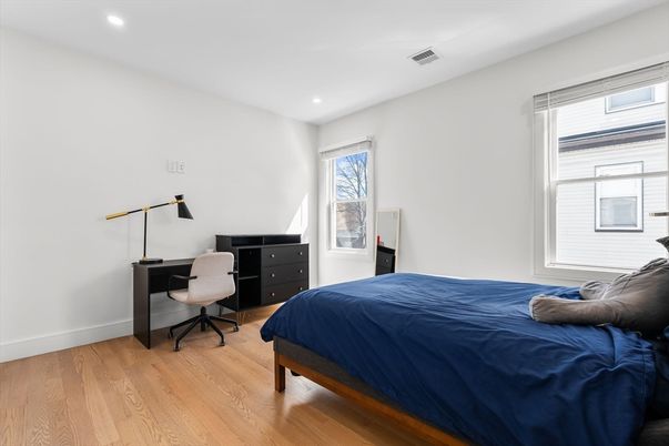 Bedroom, Home Office, Interior, Recessed Lighting, Wood Texture Flooring