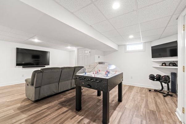 Game Room, Interior, Recessed Lighting, Wood Texture Flooring
