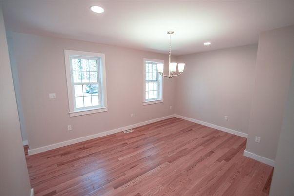 Empty room, Interior, Pendant Lights, Recessed Lighting, Wood Texture Flooring