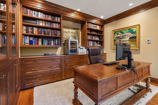 Home Office, Interior, Recessed Lighting, Wood Texture Flooring