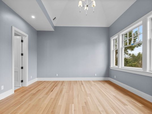 Empty room, Interior, Pendant Lights, Recessed Lighting, Wood Texture Flooring