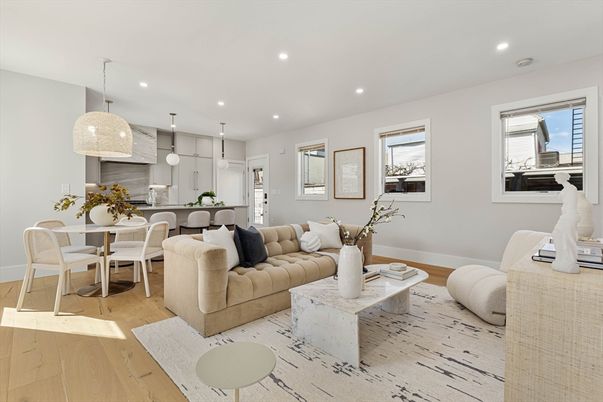 Dining room, Interior, Kitchen, Living room, Pendant Lights, Recessed Lighting, Wood Texture Flooring