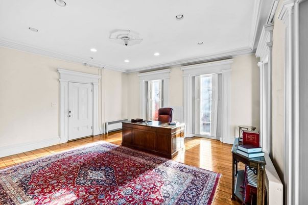 Home Office, Interior, Recessed Lighting, Wood Texture Flooring