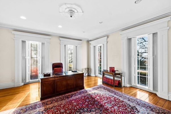 Home Office, Interior, Recessed Lighting, Wood Texture Flooring