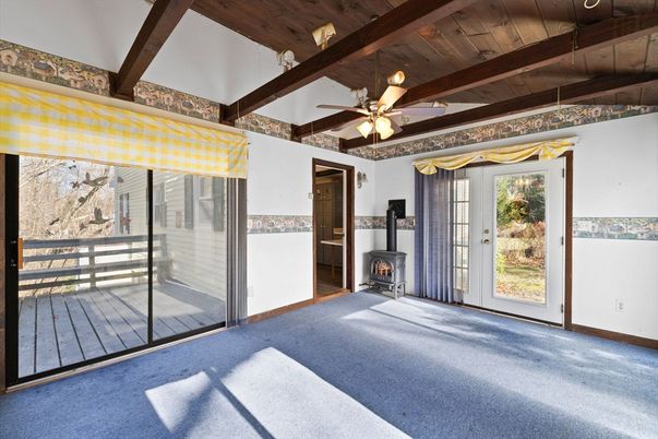Empty room, Fireplace, Interior, Wooden Beams, Wooden Ceilings