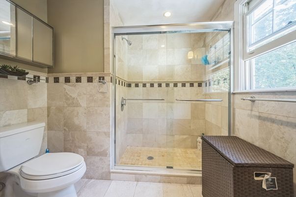 Bathroom, Glass Shower, Interior, Recessed Lighting