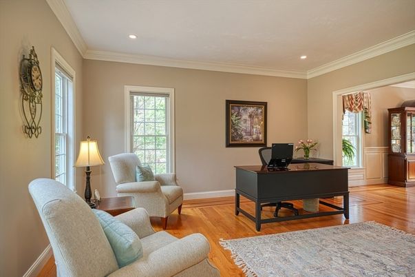 Home Office, Interior, Recessed Lighting, Wood Texture Flooring