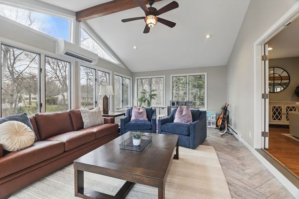 Interior, Living room, Recessed Lighting, Wooden Beams, Wood Texture Flooring