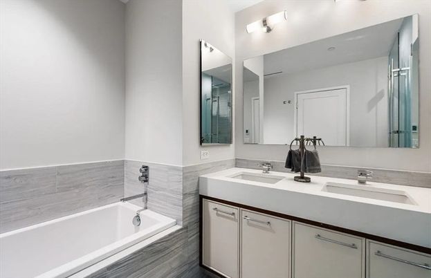 Bathroom, Dual Sink Vanities, Interior, Wood Texture Flooring