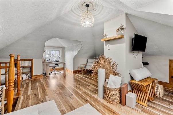 Chandelier, Home Office, Interior, Wood Texture Flooring