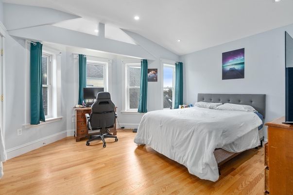 Bedroom, Home Office, Interior, Recessed Lighting, Wood Texture Flooring