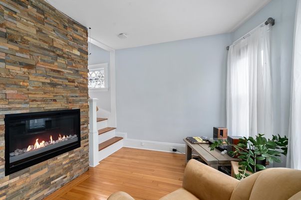 Fireplace, Interior, Stone Walls, Wood Texture Flooring