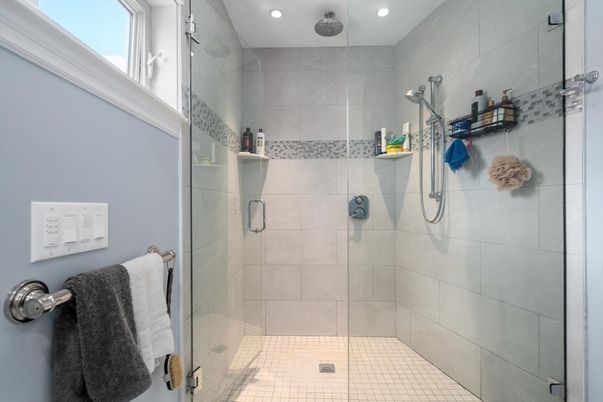 Bathroom, Glass Shower, Interior, Recessed Lighting