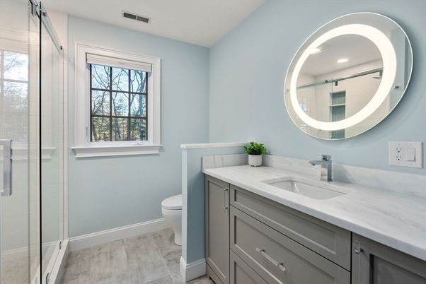 Bathroom, Glass Shower, Interior, Recessed Lighting