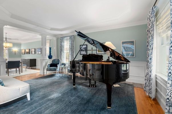 Interior, Pendant Lights, Piano, Wood Texture Flooring