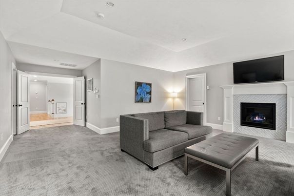 Fireplace, Interior, Living room, Recessed Lighting