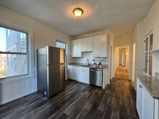 Interior, Kitchen, Stainless Steel Appliances, Wood Texture Flooring